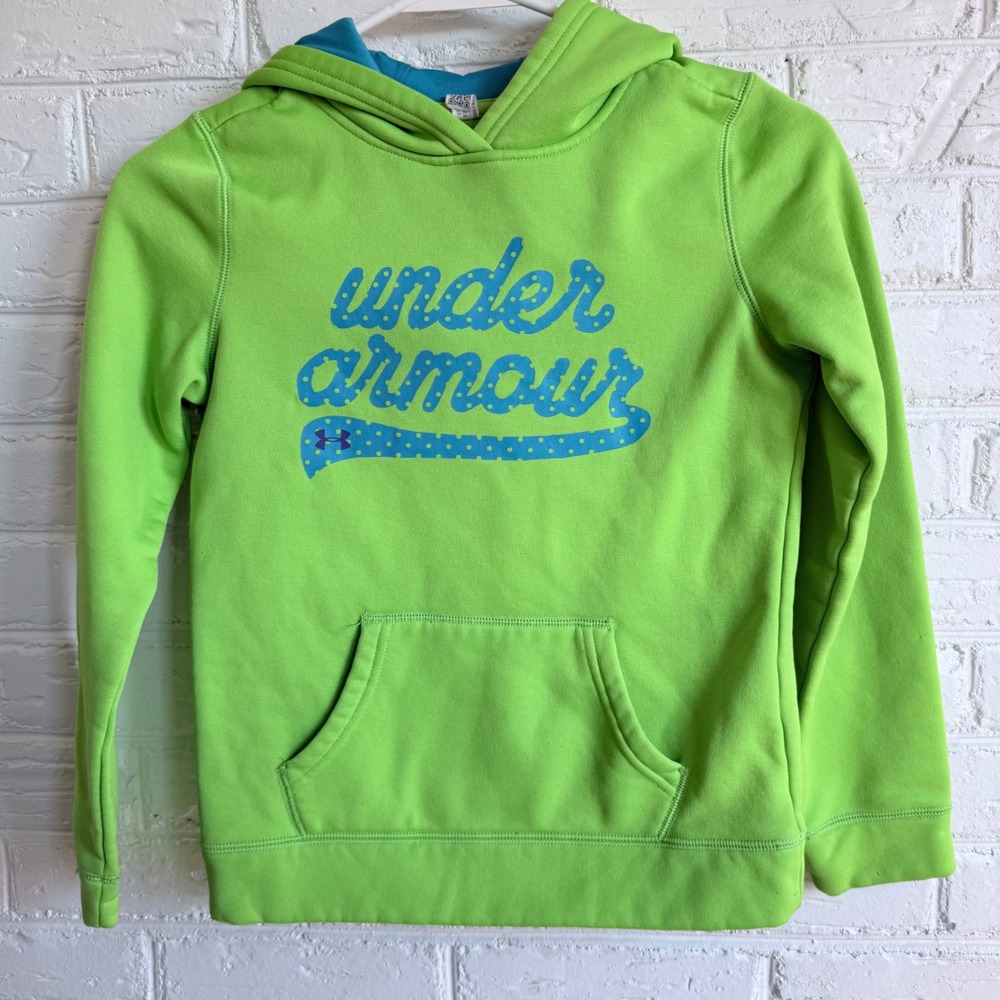 Kids Under Armour Bright Green Pullover Hoodie Long Sleeve